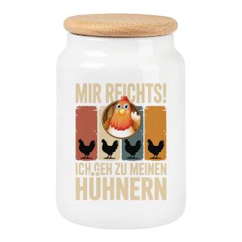 I've had enough - I'm going to my chickens - Cookie Jar with Wooden Lid - white - Front