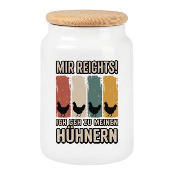 I've had enough - I'm going to my chickens - Cookie Jar with Wooden Lid - white - Front