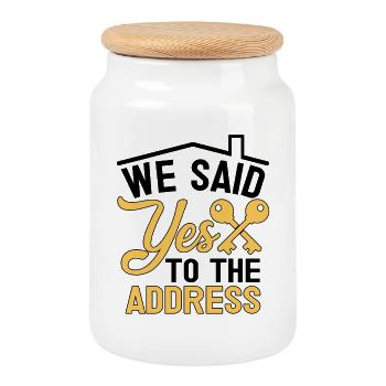 We Said Yes to The Address - Cookie Jar with Wooden Lid - white - Front