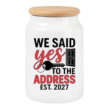 We Said Yes to The Address 2027 - Keksdose mit Holzdeckel - Weiß - Vorne