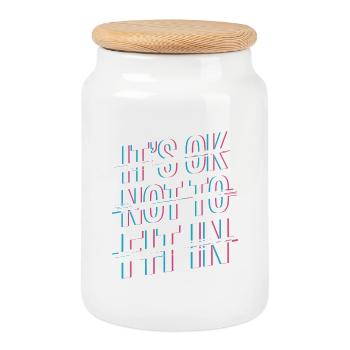 It's Ok Not To Fit In Individuality Motivation - Cookie Jar with Wooden Lid - white - Front