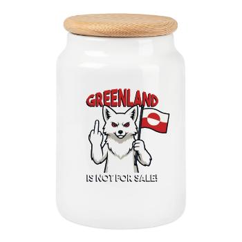 Greenland Is Not For Sale - Cookie Jar with Wooden Lid - white - Front