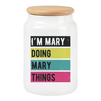 I’m Mary Doing Mary Things Retro Colors - Cookie Jar with Wooden Lid - white - Front