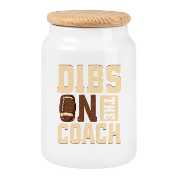 Dibs Ont The Coach Player Fan Football Season - Keksdose mit Holzdeckel - Weiß - Vorne