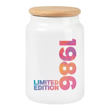 1986 Cadeau D'anniversaire 40 ans 40e Anniversaire - Boîte à biscuits avec couvercle en bois - blanc - Devant
