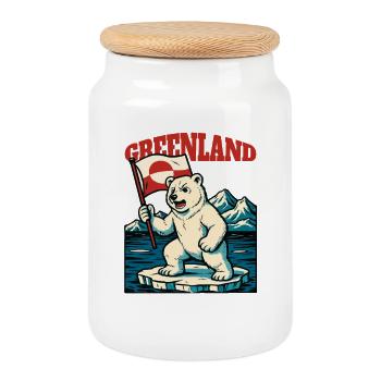 Greenland Is Not For Sale - Cookie Jar with Wooden Lid - white - Front