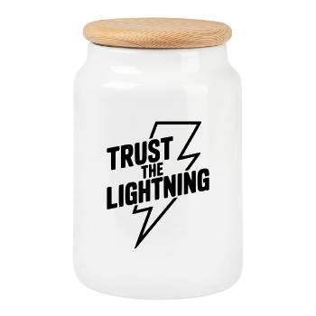Vertraue dem Lightning - Keksdose mit Holzdeckel - Weiß - Vorne
