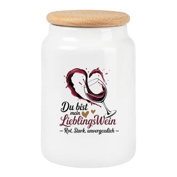 Tu es mon vin rouge fort préféré - Boîte à biscuits avec couvercle en bois - blanc - Devant