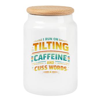 Pinball Flipperspieler Tilting Caffeine Cuss Words - Keksdose mit Holzdeckel - Weiß - Vorne