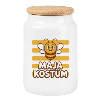 Beekeepers Bee Costume - Cookie Jar with Wooden Lid - white - Front