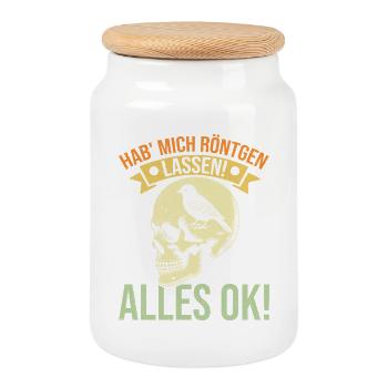 I had an X-ray everything ok funny saying - Cookie Jar with Wooden Lid - white - Front