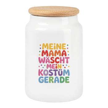 Karneval Kostüm Wäsche Mama - Keksdose mit Holzdeckel - Weiß - Vorne