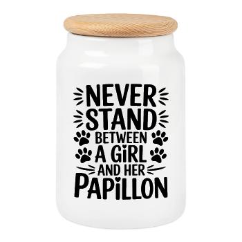 Papillon Sprüche Hunde Lustiges Papillon Geschenk  - Keksdose mit Holzdeckel - Weiß - Vorne