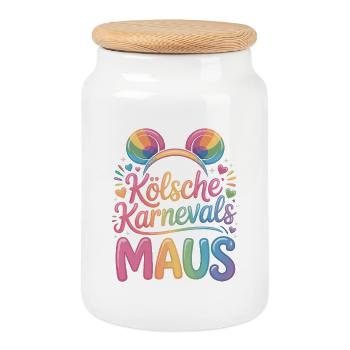 Cologne Carnival Mouse Cologne Carnival Cologne Mouse - Cookie Jar with Wooden Lid - white - Front