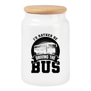 Blague sur le chauffeur de bus - Boîte à biscuits avec couvercle en bois - blanc - Devant