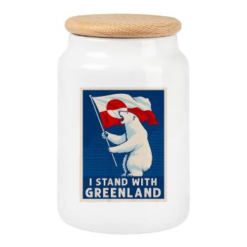 I Stand with Greenland Flag Bear Greenlanders  - Keksdose mit Holzdeckel - Weiß - Vorne