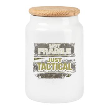 Female Soldier Female Soldiers Not Fragile Just Tactical - Cookie Jar with Wooden Lid - white - Front