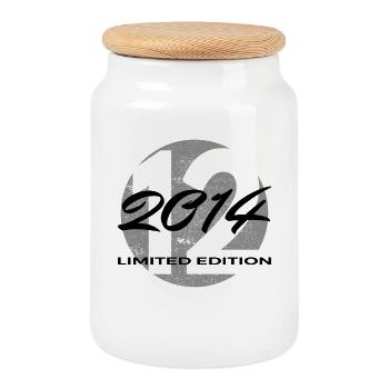 12th Birthday 2014 Boys and Girls Gift - Cookie Jar with Wooden Lid - white - Front