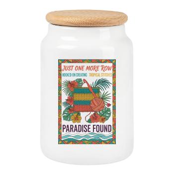 Just One More Row Paradise Found Crochet Lovers - Keksdose mit Holzdeckel - Weiß - Vorne