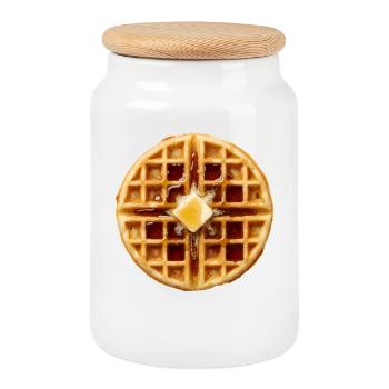 Waffel-Kostüm-Frühstück Halloween Einfache Waffel - Keksdose mit Holzdeckel - Weiß - Vorne