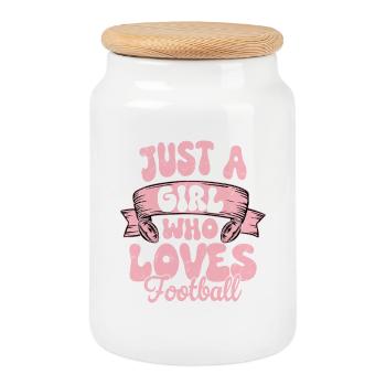 Just A Girl Who Loves Football Player Fan Season - Keksdose mit Holzdeckel - Weiß - Vorne