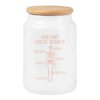 Social Worker Quote Anatomy Social Work - Cookie Jar with Wooden Lid - white - Front