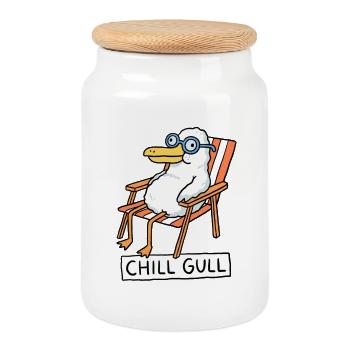 Chill Gull Lounge - Keksdose mit Holzdeckel - Weiß - Vorne