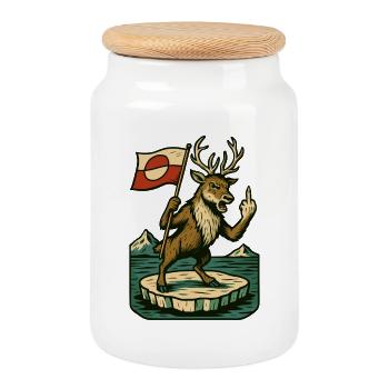 Greenland Shirt Reindeer Caribou - Keksdose mit Holzdeckel - Weiß - Vorne