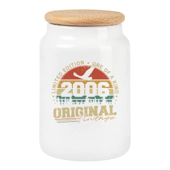 Original 2006 Vintage Vintage Anniversaire Rétro - Boîte à biscuits avec couvercle en bois - blanc - Devant