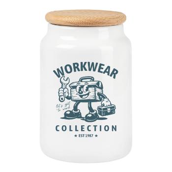 Boîte à outils pour la collection de vêtements de travail - Boîte à biscuits avec couvercle en bois - blanc - Devant
