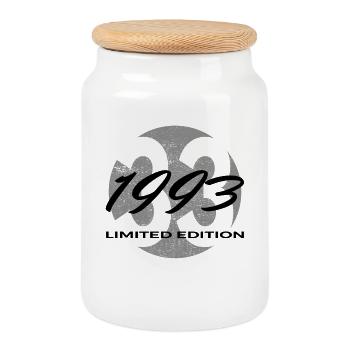 33rd Birthday 1993 Gift for Men and Women - Cookie Jar with Wooden Lid - white - Front