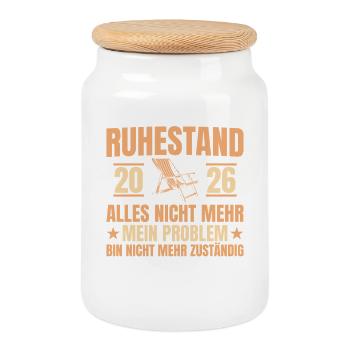 Ruhestand 2026 Abschied Kollege Rente Geschenk - Keksdose mit Holzdeckel - Weiß - Vorne
