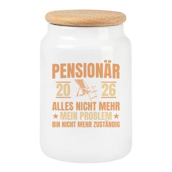 Pensionär 2026 Abschied Beamter Pension Geschenk - Keksdose mit Holzdeckel - Weiß - Vorne