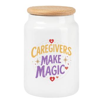 Pflegerin Pfleger Altenpflege Caregivers Magic - Cookie Jar with Wooden Lid - white - Front