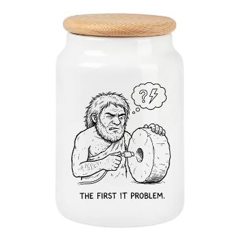 Le premier problème informatique - Boîte à biscuits avec couvercle en bois - blanc - Devant