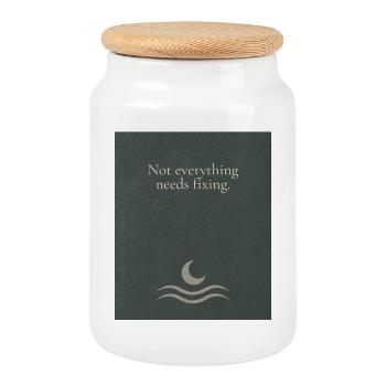 Not everything needs fixing - Keksdose mit Holzdeckel - Weiß - Vorne