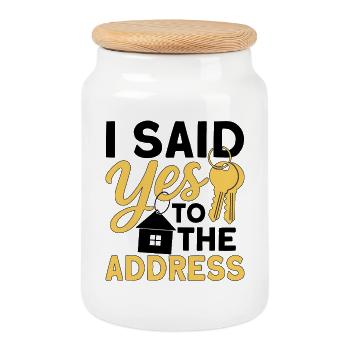 I Said Yes To The Address - Keksdose mit Holzdeckel - Weiß - Vorne