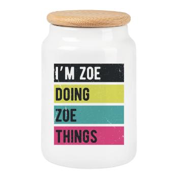 Ich bin Zoe und mache Zoe Things Retro Colors - Keksdose mit Holzdeckel - Weiß - Vorne