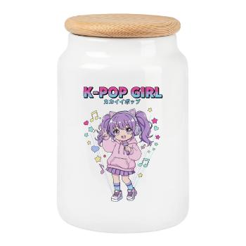 K-POP GIRL Anime Koreanische Musik Süße Kpop-Fans - Keksdose mit Holzdeckel - Weiß - Vorne