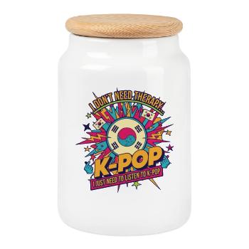 I Dont Need Therapy I Just Need K-Pop Korean Music - Cookie Jar with Wooden Lid - white - Front