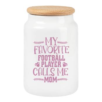 My Favorite Football Player Calls Me Mom Season - Keksdose mit Holzdeckel - Weiß - Vorne