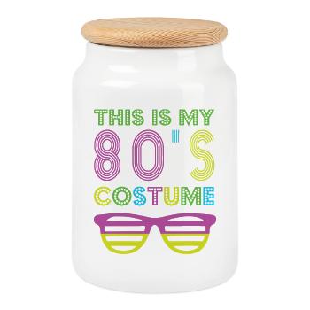 Style 80s Retro Party Outfit 80s - Cookie Jar with Wooden Lid - white - Front