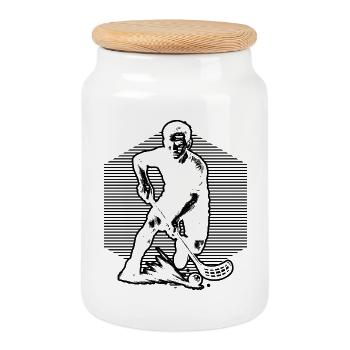 Coole Floorball Inspiration - Keksdose mit Holzdeckel - Weiß - Vorne