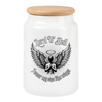 Lord of Hell Wings Halo - Cookie Jar with Wooden Lid - white - Front