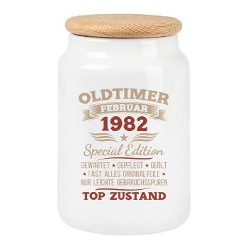 44e anniversaire Homme Vintage 1982 - Boîte à biscuits avec couvercle en bois - blanc - Devant