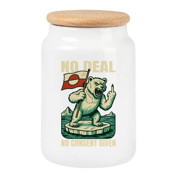 No Deal No Consent Giving Greenland Shirt - Keksdose mit Holzdeckel - Weiß - Vorne