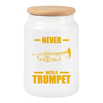 An old man with a trumpet Trompetenspieler - Keksdose mit Holzdeckel - Weiß - Vorne