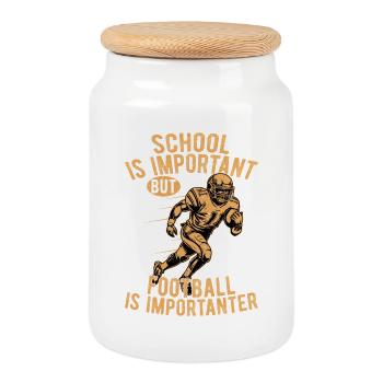 School Is Important But Football Is Importanter Se - Keksdose mit Holzdeckel - Weiß - Vorne