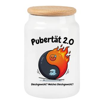 Pubertät 2.0 - Menopause Yin Yang & Gleichgewicht - Keksdose mit Holzdeckel - Weiß - Vorne