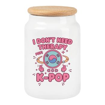 Je n’ai pas besoin de thérapie Fans de musique pop K-Pop coréenne - Boîte à biscuits avec couvercle en bois - blanc - Devant